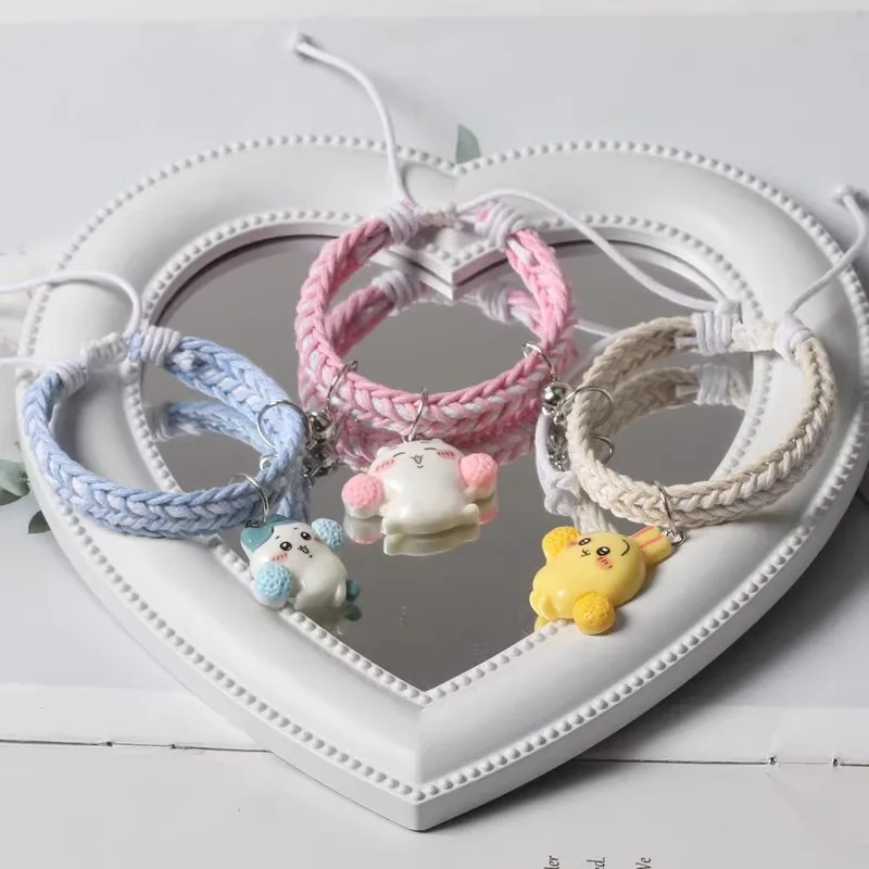 Miniso original chiikawa trenzado pareja pulsera magnética lindo pequeño yakii pulsera de mejor amigo de alta apariencia para novio