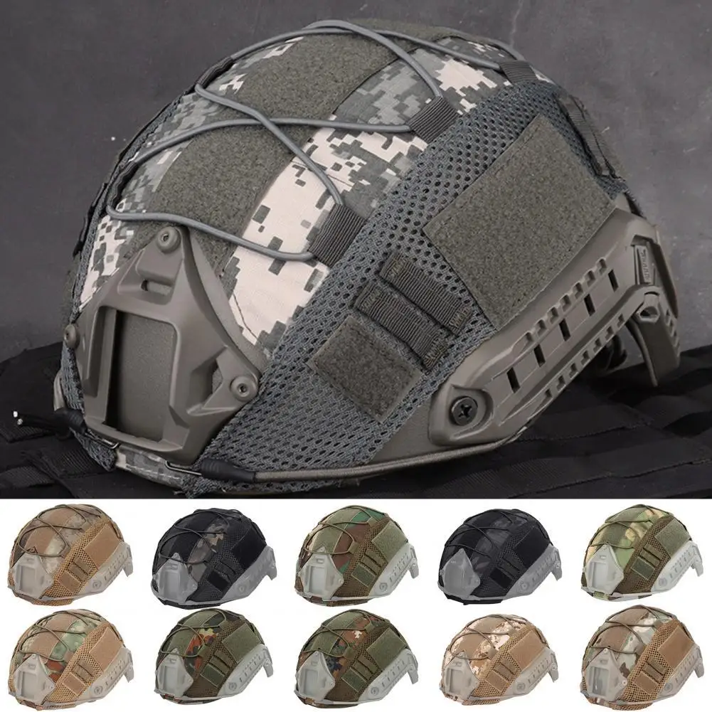 Nylon Helmet Cover Adjustable Buckle Mesh Helmet Cover Fastener Tape Cross Rope Camouflage Paintball Army Helmet Cover