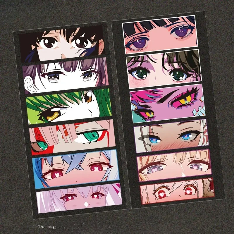

JDM Anime Binary Girl Eyes Car Stickers Waterproof Car Decoration Motorbike Chassis Stickers Accessories