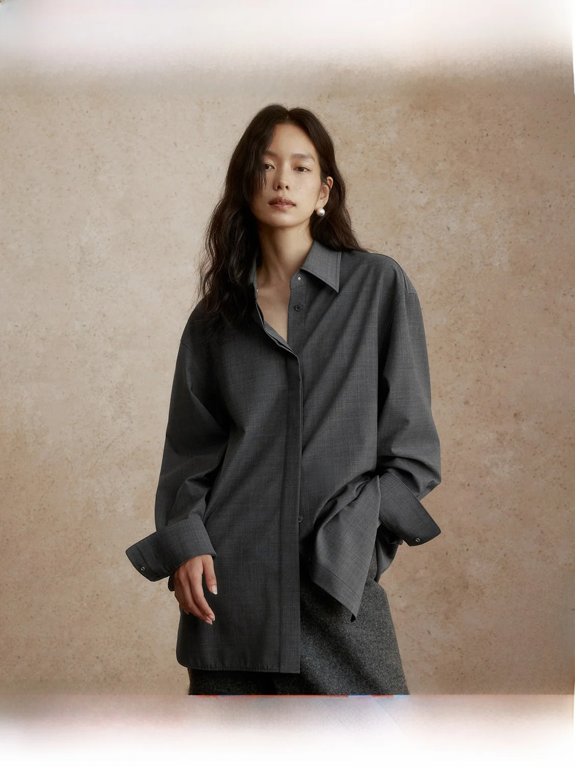 

ZhiZhi Proforial Sle Women's irt oulder Drop Australian Wool Casual Commute Long Sve Collar Pure Color Autumn