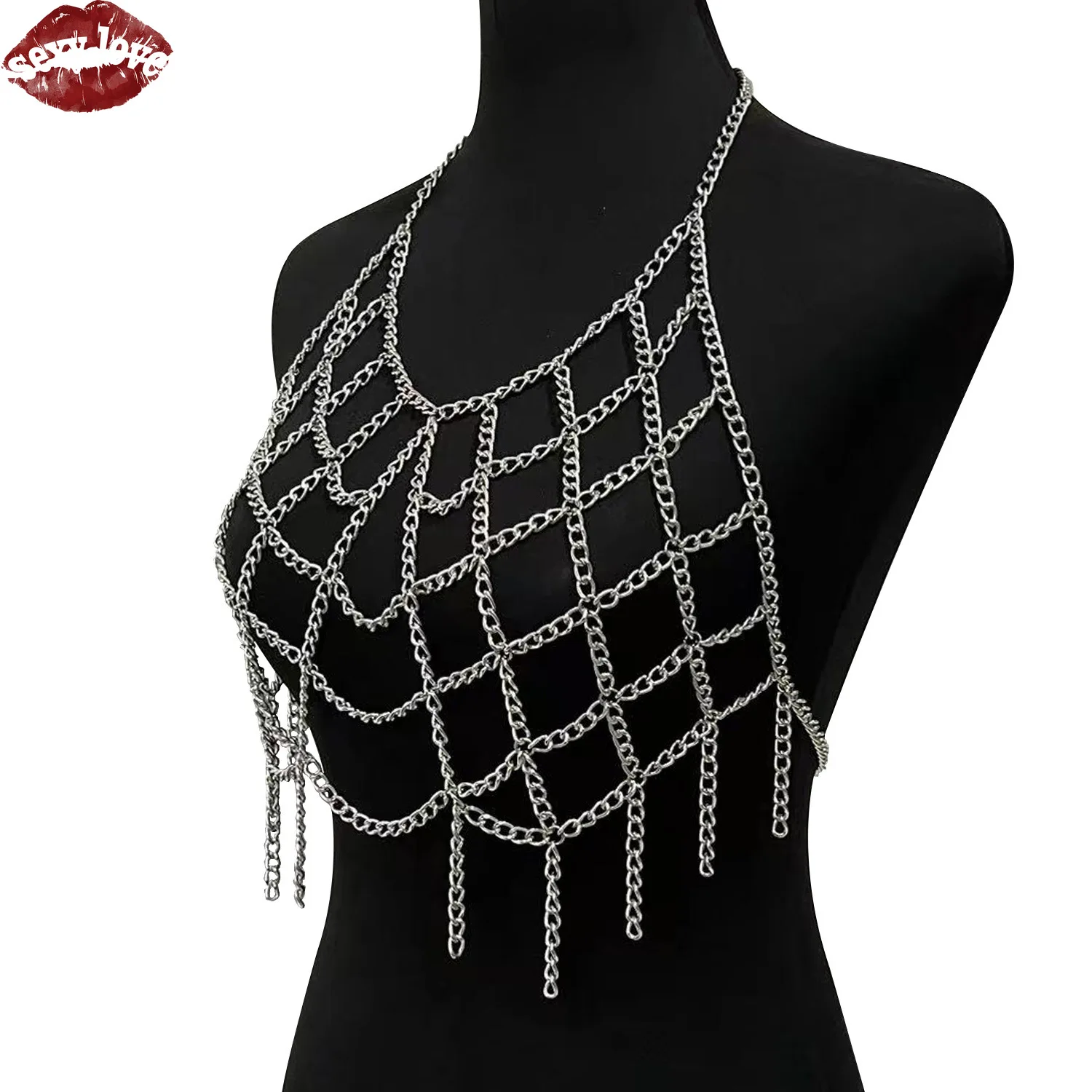 مثير الحب BDSM جديد الأوروبية والأمريكية مثير المرأة اكسسوارات الجنس شبكة جوفاء الصدر سلسلة مثير سلسلة الجسم المرأة الموضة