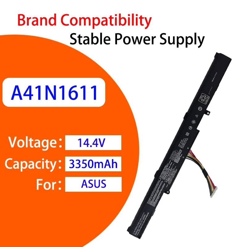 

New Replacement Laptop Battery For ASUS A41N1611 FX53V ZX53V FZ53V GL553V VW VD VE 14.4V 3350mAh Reliable Long Life Battery