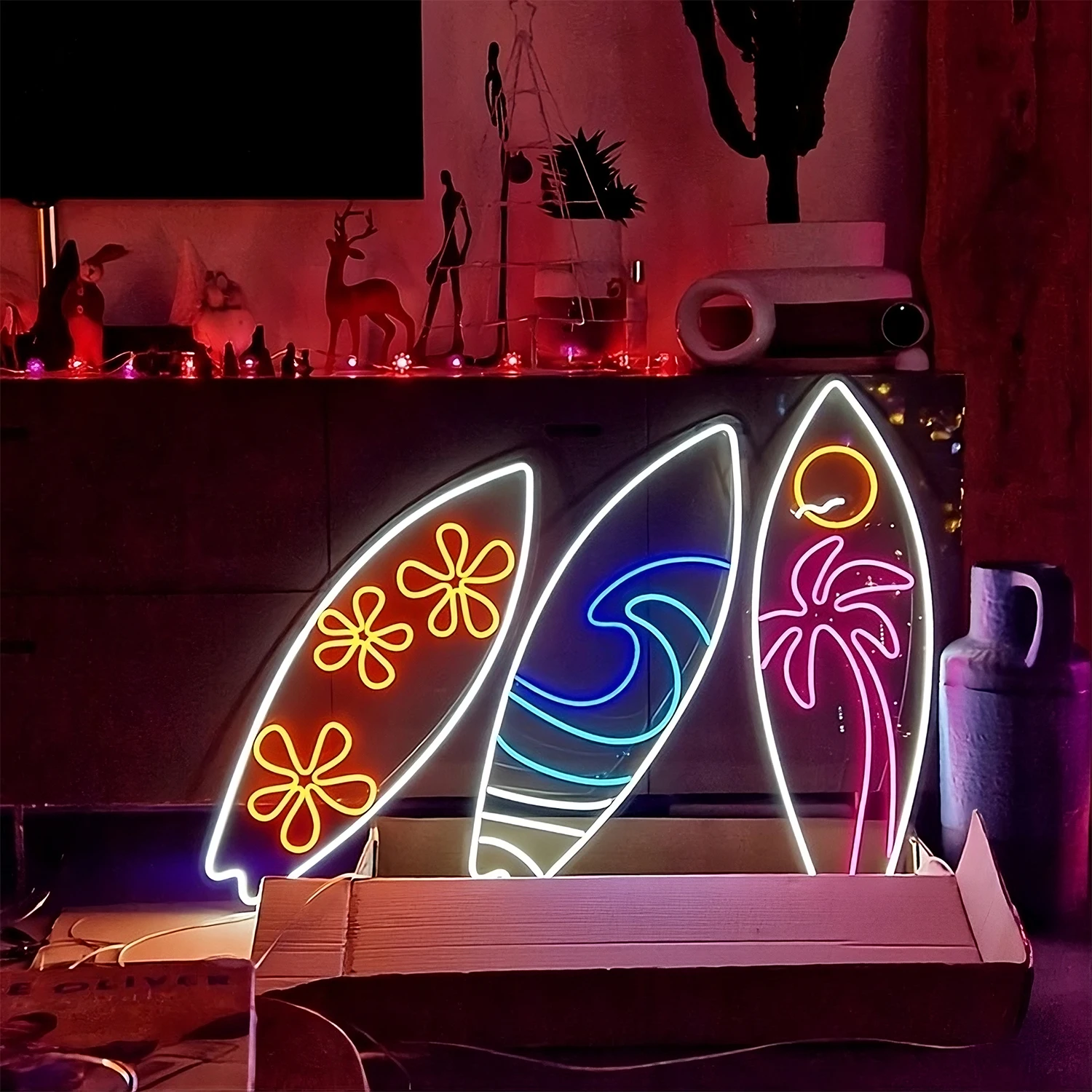 Surfboard Neon Signs Unique Wall Decoration Special Gift Cool Fashion 2023 Design Beach Bar Home Decoration Room Boys Girls Room