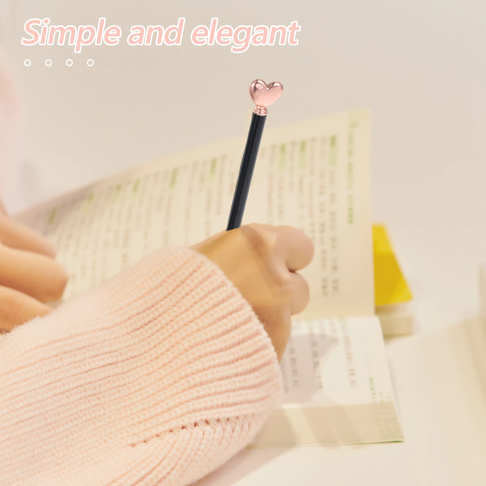

10pcs Heart Shaped Ballpoint Pens Retractable Metal Smooth Long Ink Valentine'S Day Pen Set Wedding Business Party Favors Daily