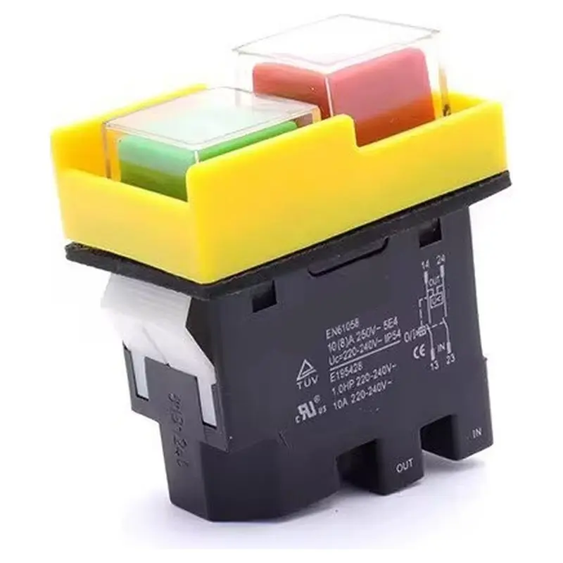 ABAE-KJD20-2 220V 10A Electromagnetic Switch, 4-Pin Safety Switch No-Volt Release For Table Saw, Drill Press, Grinder