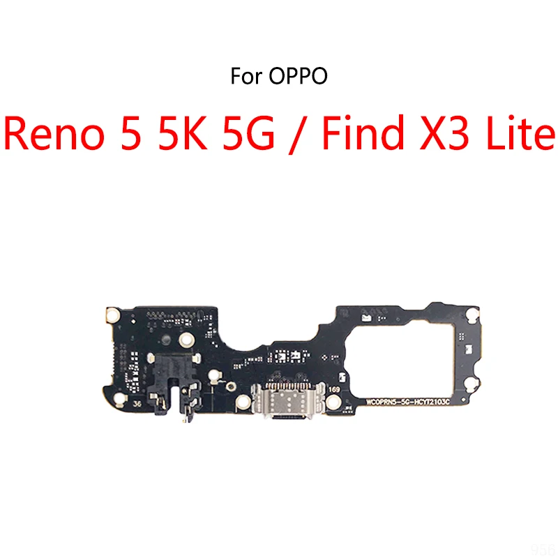 10PCS/Lot For OPPO Reno 5 5K 5G / Find X3 Lite USB Charge Dock Port Socket Plug Connector Flex Cable Charging Board Module