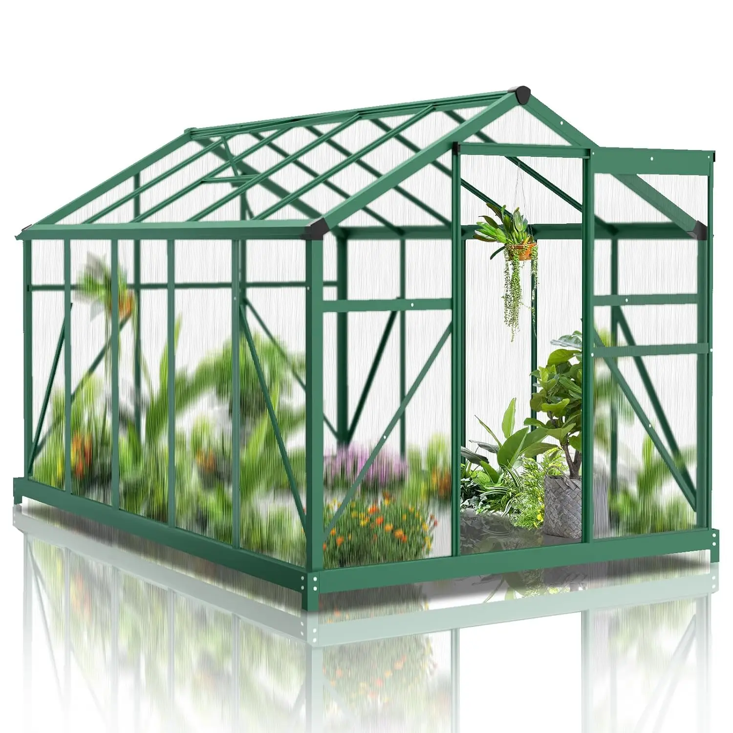 

6x10 FT Greenhouses for Outdoors, Polycarbonate Greenhouse, Large Walk-in Greenhouse with Quick Setup Structure, Customized