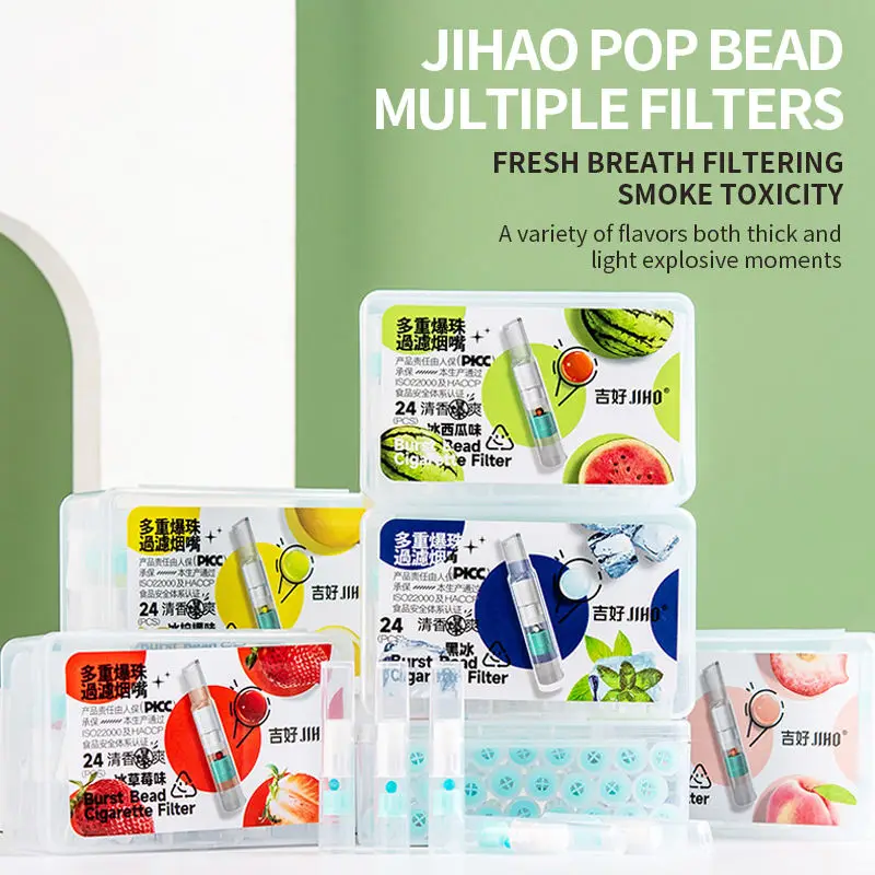 Ice Blueberry Scent Burst Bead Cigarette Filters, Disposable Pop Mouthpiece, Portable Smoking Accessories for smokers