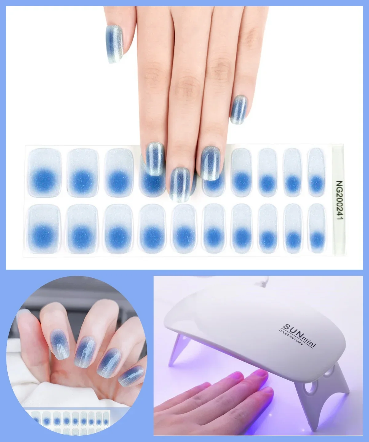 2 stks/set Semi Uitgeharde Gel Nail Strip Stickers met 6W UV Lamp gebakken Lijm Langdurige Nagel Gel Wraps nail Art Decoratie Tip