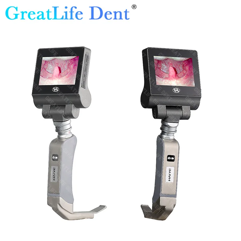 

GreatLife Dent 3/3,5 ''HD ЖК-дисплей с сенсорным экраном, видеоларингоскоп, стерилизованные лезвия, цветной цифровой ларингоскоп, многоразовая интубация