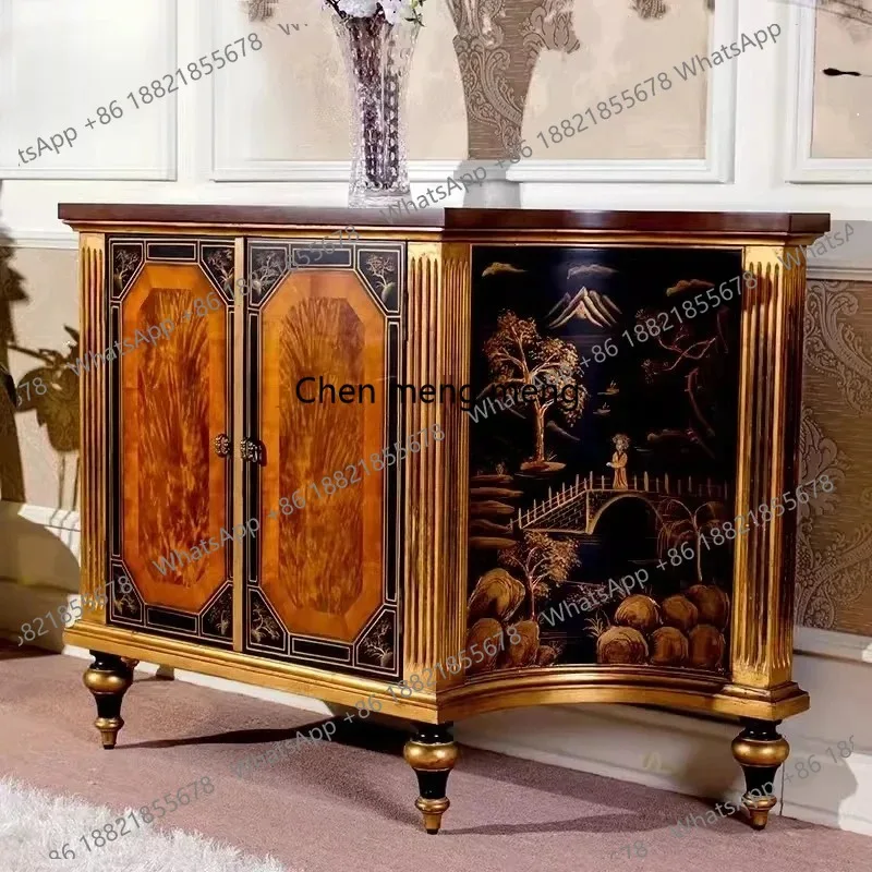 

Неоклассический входной шкаф в стиле ретро, ручная роспись, пейзажная живопись, шкафчик для прихожей