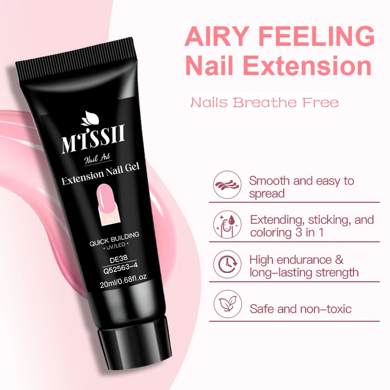 20ml Macaron ขยายเล็บเจลเล็บ Nude สีขาว Semis ถาวรเจลสําหรับเล็บยืดอะคริลิคคริสตัลก่อสร้างเจล