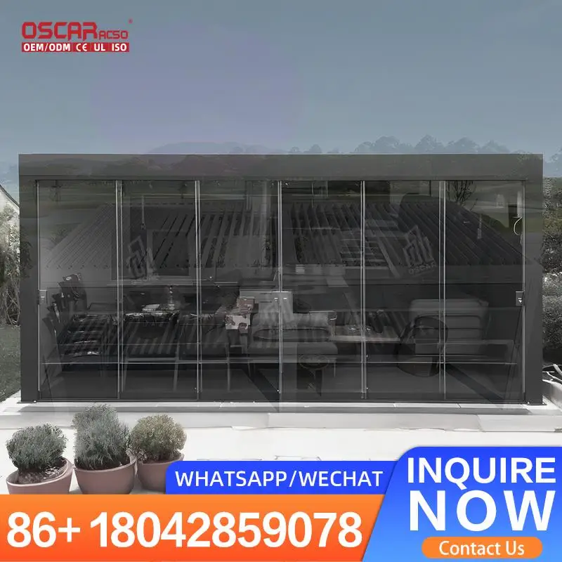 

Custom Bioclimatic Design Free Standing Motorized Aluminum Louver Waterproof Ultraviolet proof for Balcony Pergola