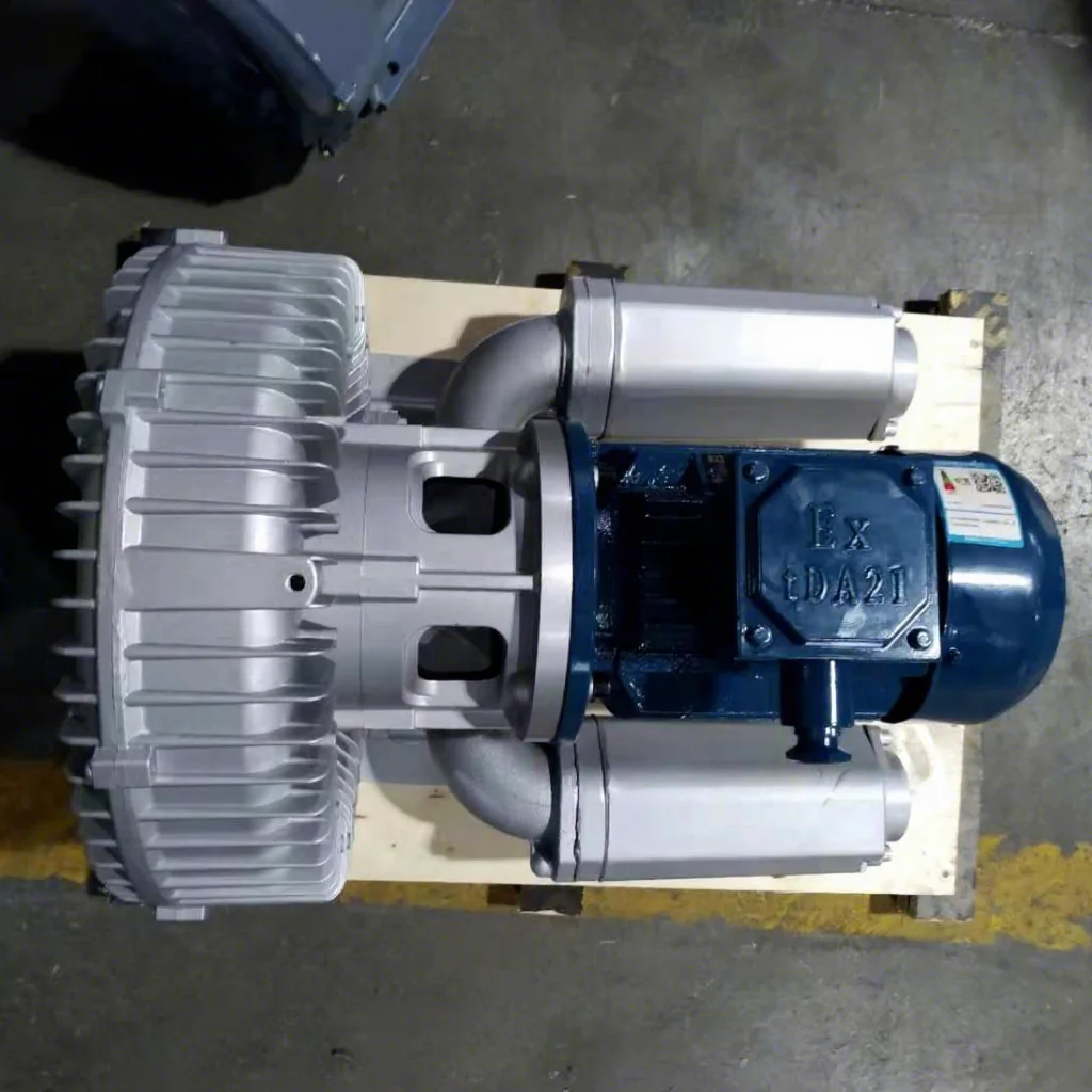 

Factory Direct High Efficiency Small Powerful Air Ring Blower High Pressure Vortex Blower with AC Electric Current OEM Supported