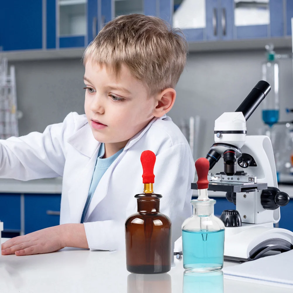 

6Pcs Glass Dropping Bottle White Brown Refillable Dropper Bottle Practical for Laboratory Classroom Oil