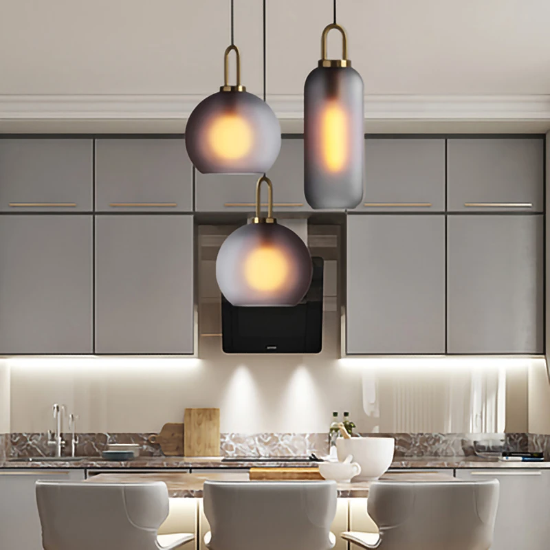 

Modern Led Pendant Light Dark Gray Clear Glass Suspension Lamp Hanging Lamp Living Room Restaurant Deocoration Include Bulb E27