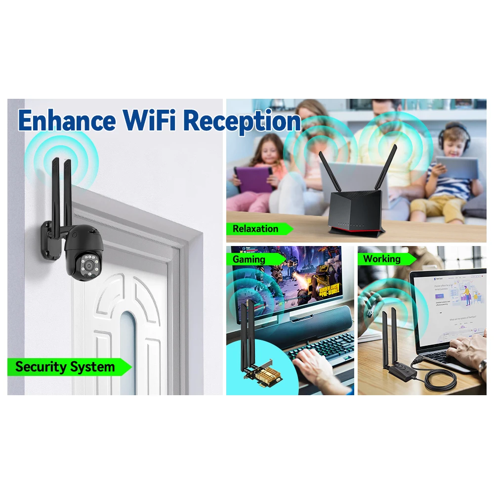 Antena 5G 3G 4G de alta ganancia, 18dBi SMA macho para tarjeta WiFi, enrutador WiFi, adaptador USB, cámara IP de seguridad