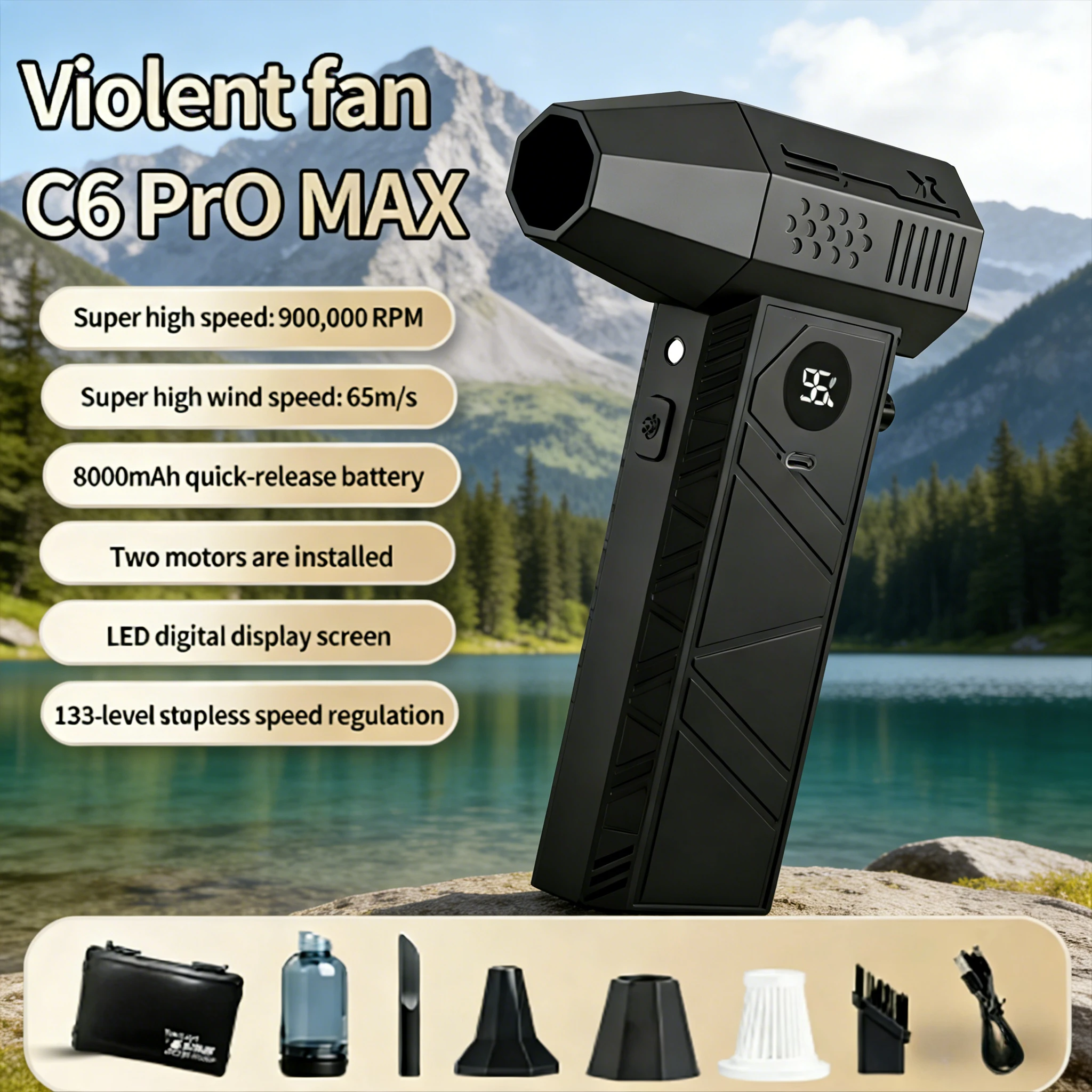 

X6 2-in-1 DustMaster Brushless Blower | 200000RPM 53m/s Type-C Rechargeable Air Duster