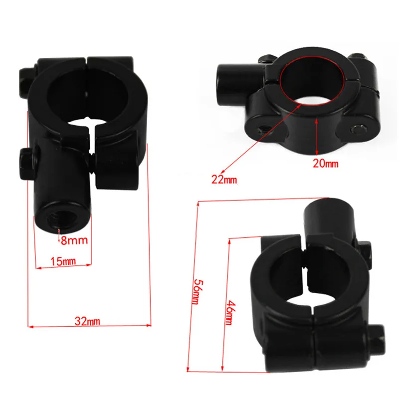 [M]Motorcycle Rearview Handlebar Mirror Mount Holder Adapter Clamp Base 8mm 10mm 7/8