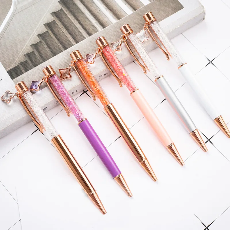 1 Piece Crystal Ballpoint Pen School Supply Stationery Office Gift Diamond Metal Nurse Ellen Brook Telescopic Luxury Flower