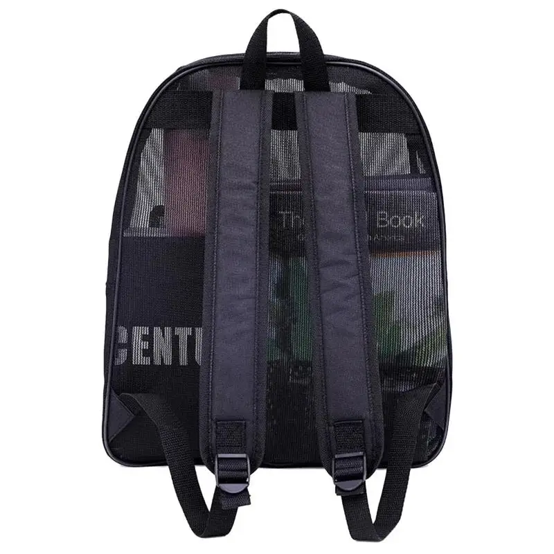 New Fashion Women Transparent Backpacks Mesh Backpack for Boys and Girls Light Weight Rucksack Travel Black Student Bag