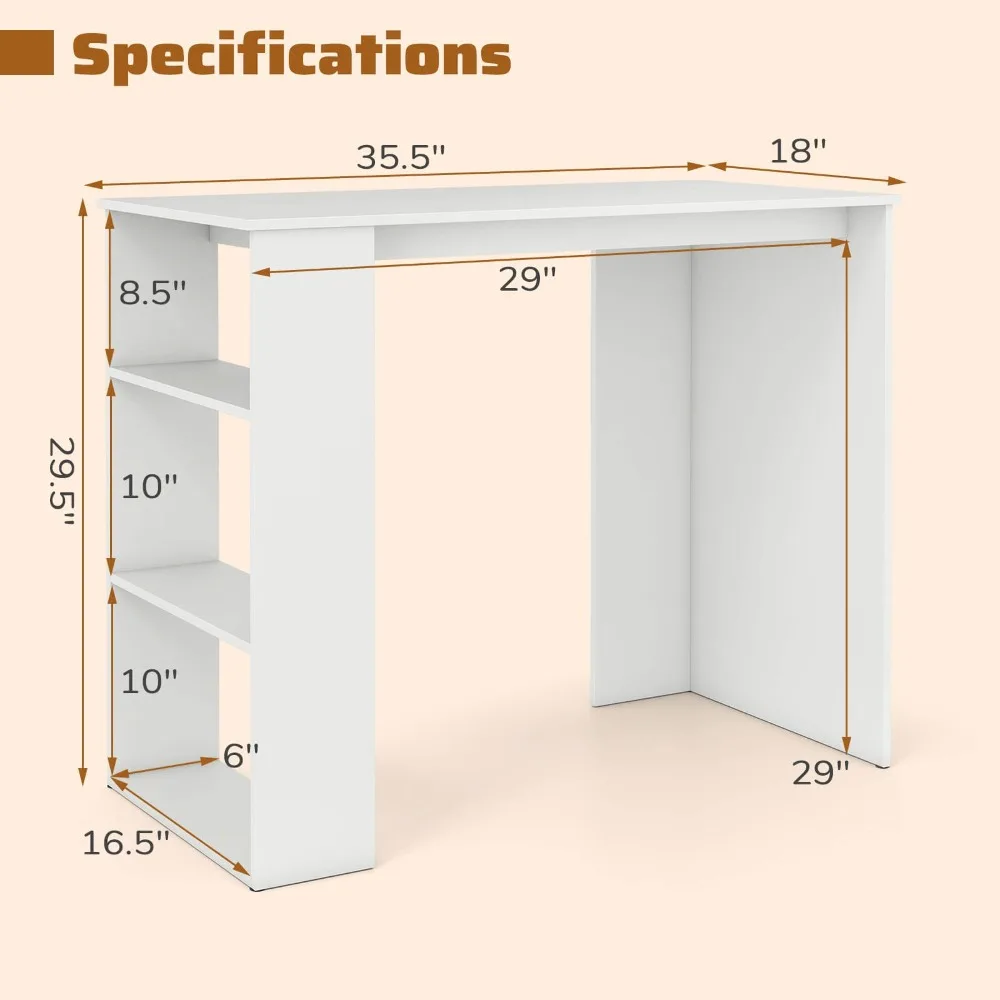مكتب كمبيوتر محمول مدمج مقاس 35.5 بوصة، مكتب دراسة مكتبي على الطراز الحديث مع رف تخزين جانبي #3