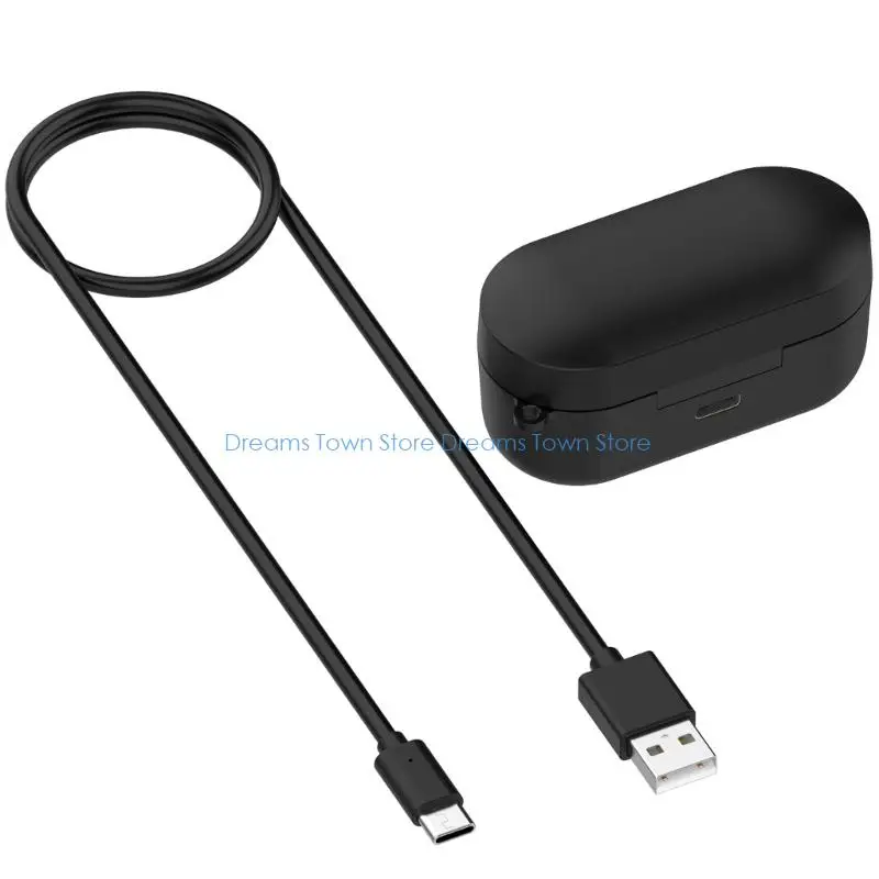 HX6A USB Type C Earbud Charging Box ABS Housing for AZ80, Double Charging Slot and Cable for Portable Backup Power on Commutes