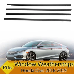 4PCS Car Outer Windows Rubber Weatherstrip Waterproof Pressure Strip Sealing Belt Moulding Trim For Honda Civic 10th 2016-2020