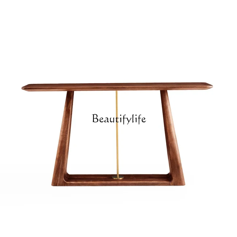 

pg45New Chinese style wabi-sabi wind entrance against the wall aisle black walnut simple solid wood narrow edge