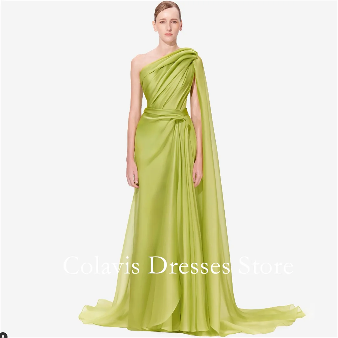 

Colavis Fashion One-Shoulder Customized 2024 New Women's Maxi Organza Prom Dress Sleeveless Celebrity Vintage Party Dress