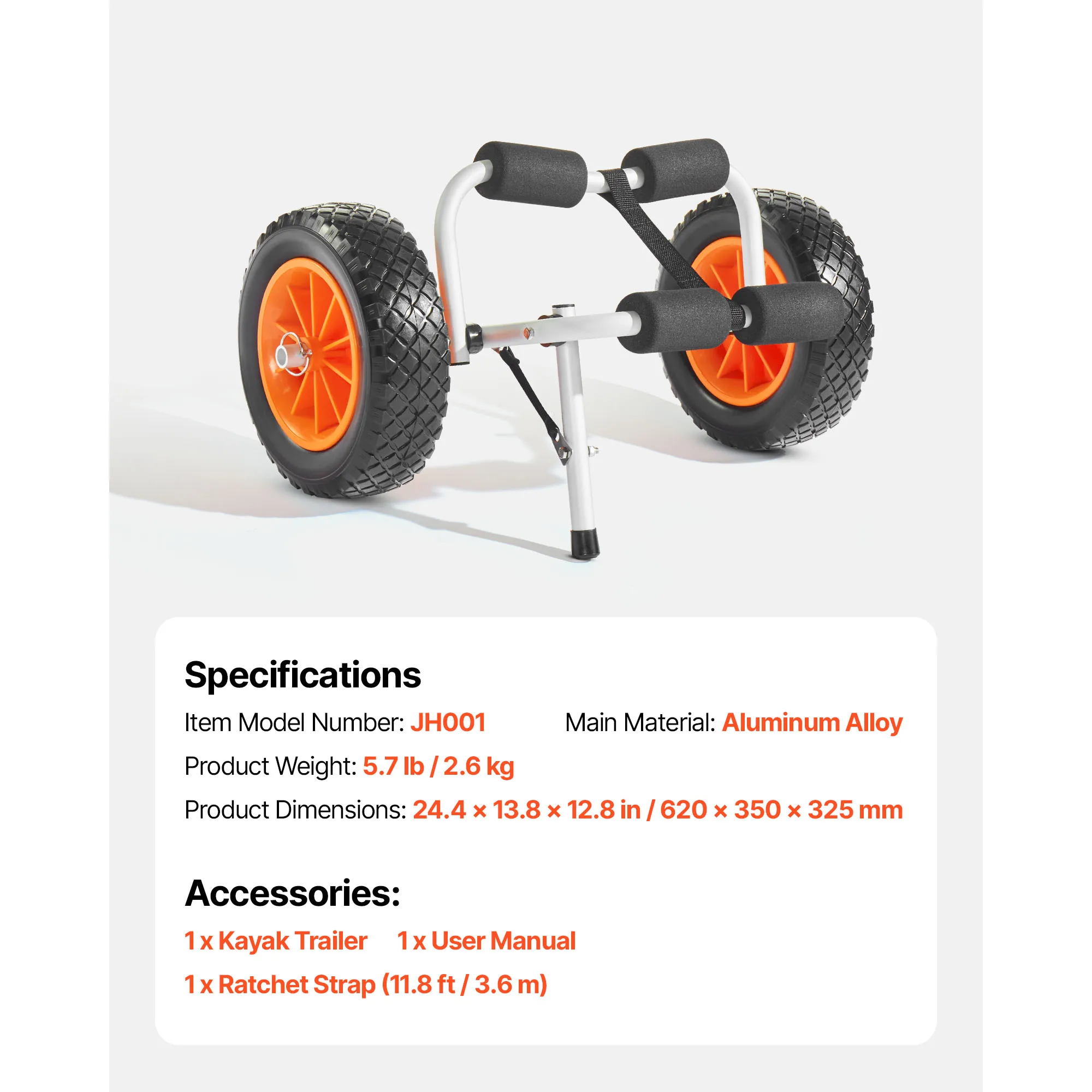 Carrito para Kayak SucceBuy de 200 lbs, Plegable, con Ruedas Sólidas de 10 Pulgadas, Carrito para Tabla de Paddle, para Transportar Canoas y Colchonetas Flotantes