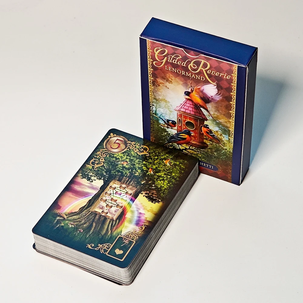 9*6cm Gilded Reverie Lenormand Deck 36 Pcs Lenormand Cards Printed on 350GSM Double-embossed Cardstock