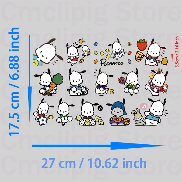 Cute Pochacco Iron-on transfers for clothing patches self-adhesive DIY Sewing for children stripes appliques