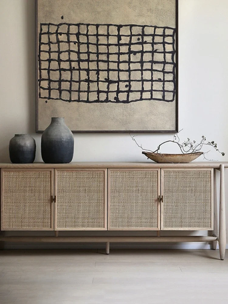 Sideboard Cabinet Living Room Rattan Locker Storage Cabinet Home Modern Simple Small Apartment