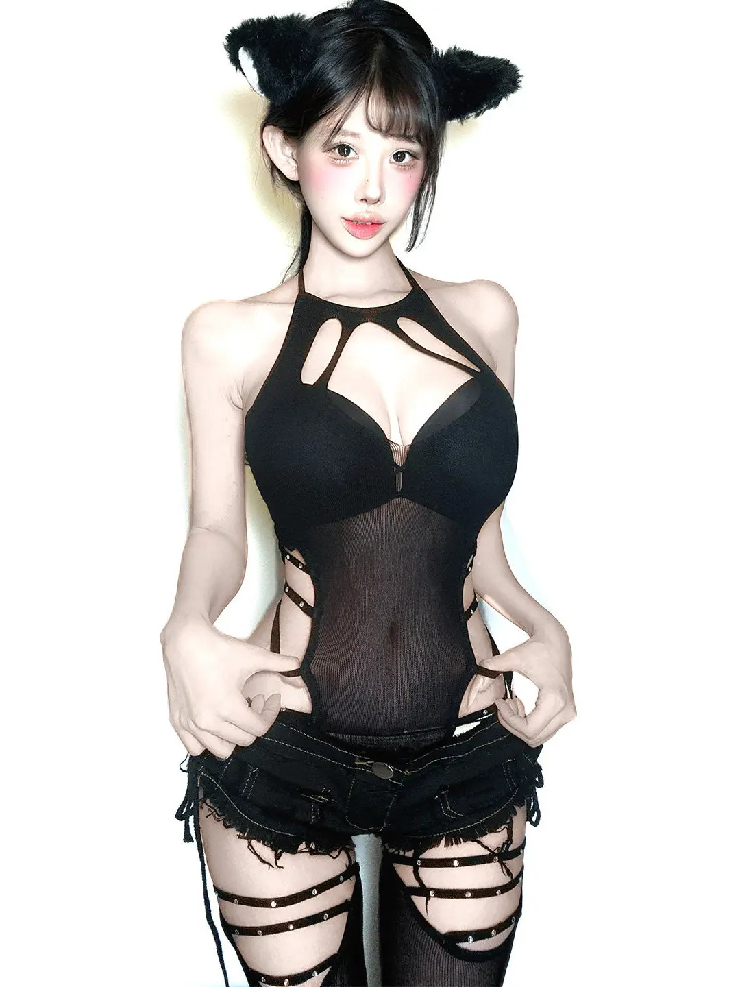 Sexy Girl Bar Nightclub DJ Stage Performance Costume New Arrival Women's Chic Sexy Set Net Fabric 18-25 Years Old Summer