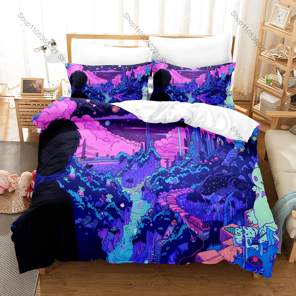 Cool Omori Game Themed Bedding Set, Duvet Cover + 2 Pillowcases Unique Art Pattern for Home & Dorm Daily Use