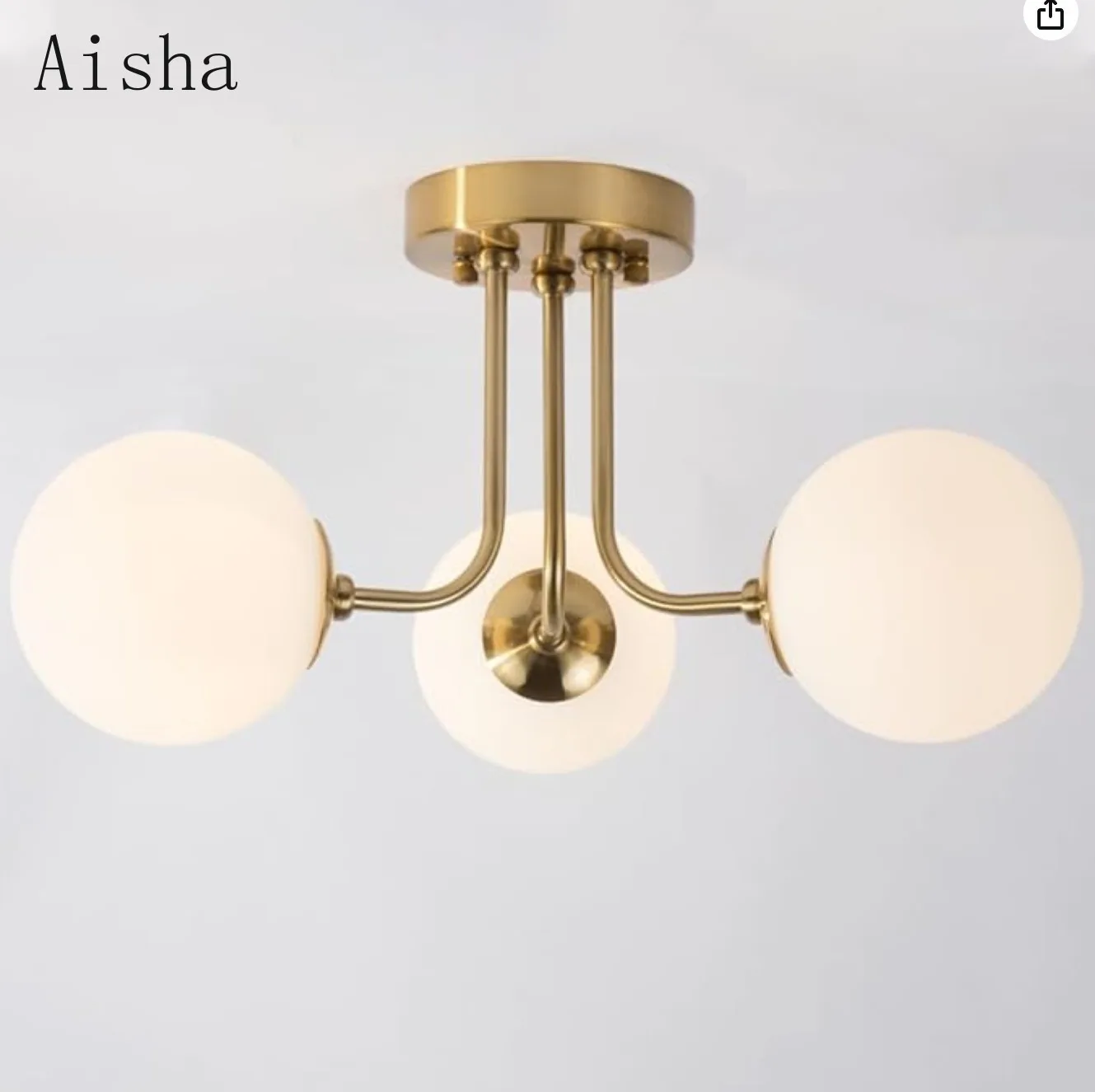 Nordic Round Glass Ceiling Light Bedroom Living Room Ceiling Lamp Modern Entrance Hallway 3/6 Heads Gold/black Lamp