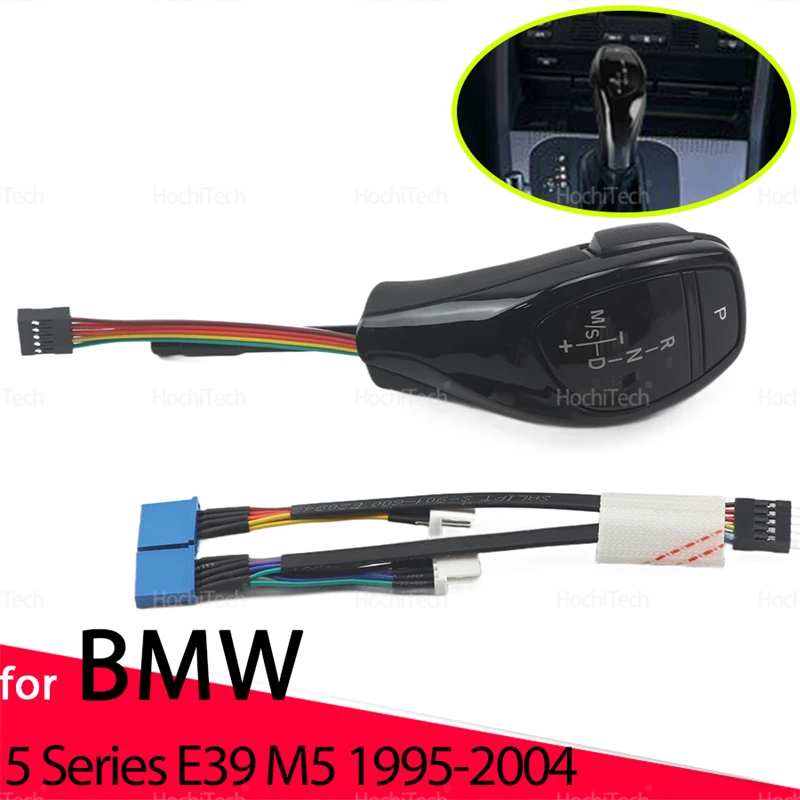 

Для BMW 5-й серии E39 M5 1995-2004 светодиодная ручка переключения передач из искусственной кожи, серебристая светодиодная ручка переключения передач с большим пальцем, модификация Plug and Play