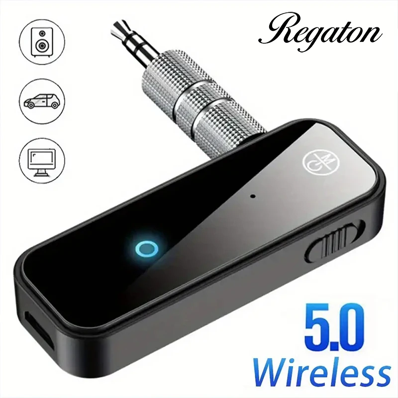 Receptor de Audio Bluetooth Regaton, Transmisor con Llamadas Manos Libres, Conector AUX de 3.5mm, Dongle USB, Adaptador Inalámbrico de Música Estéreo para TV, PC, Coche