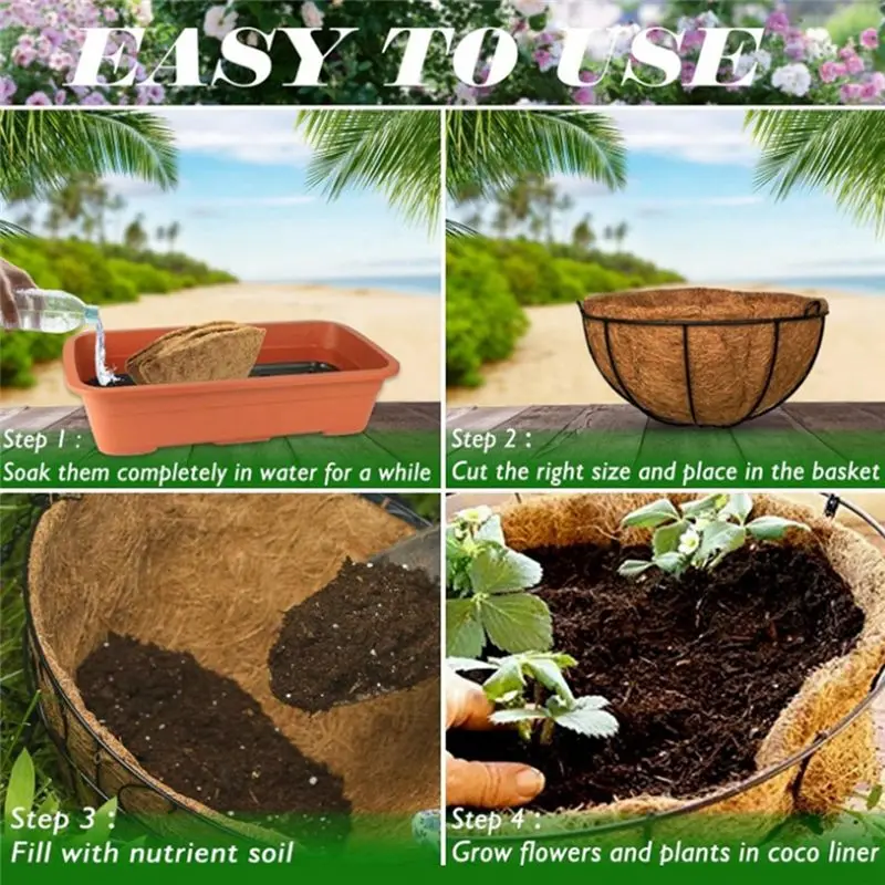 PZHI 16Inch Hanging Basket Liner Round Planter Liner Coconut Fiber Liners for Hanging Baskets Plant Flower 3 Pack