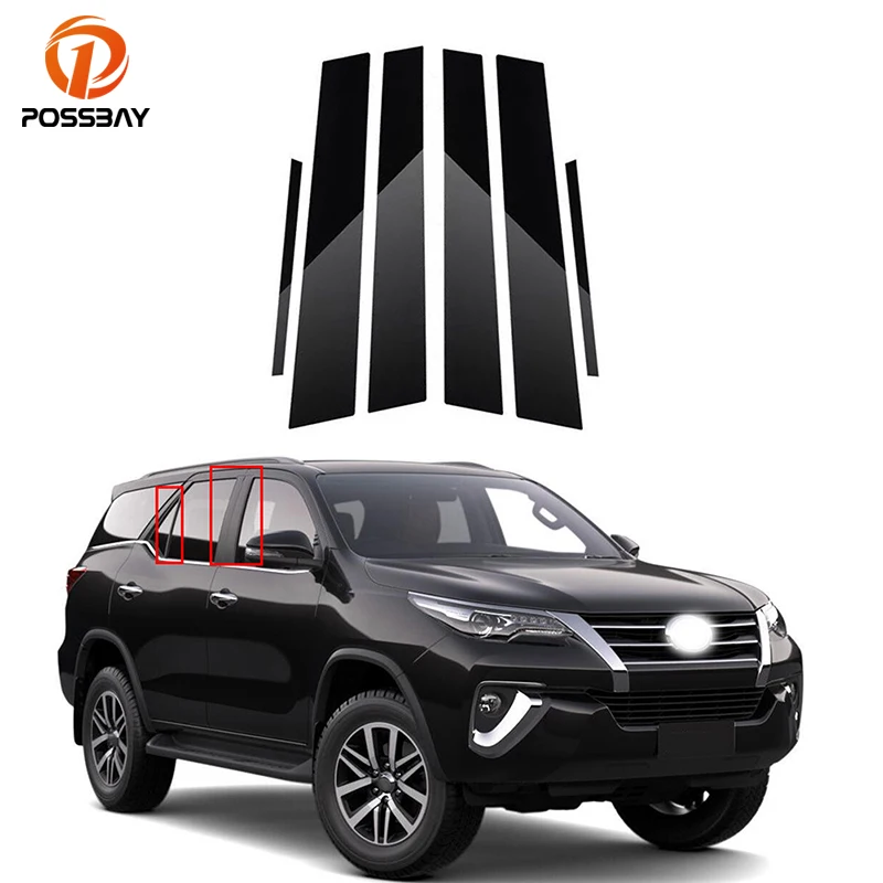 Car Exterior Door Trim Pillar Posts Molding Cover Stickers for Toyota Fortuner SW4 2016 2017 2018 2019 2020 2021 2022 2023