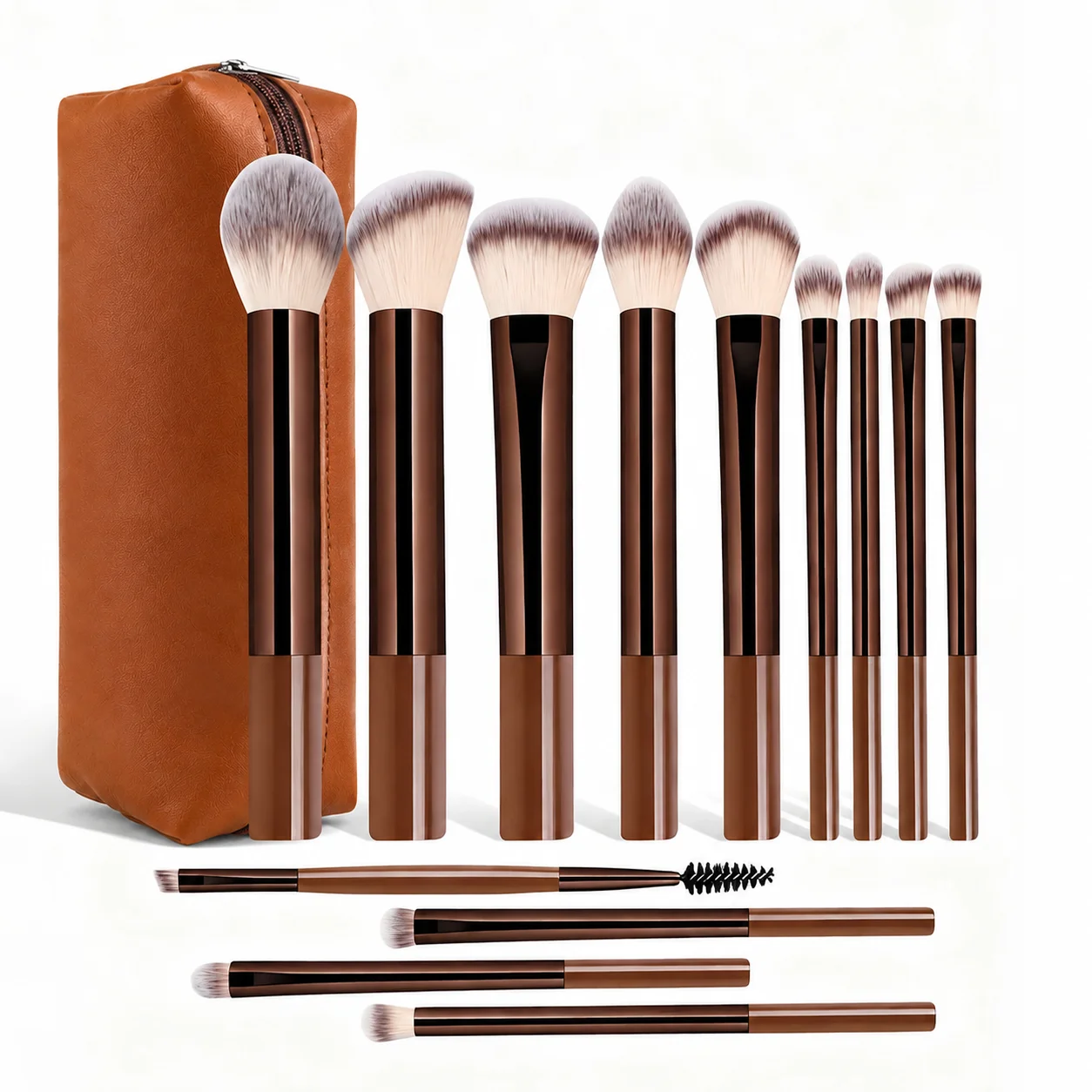 13pcs Professional Makeup Brush Set, Soft Synthetic Bristles with Travel Storage Bag, Foundation Brush, Powder Brush, Eyeshadow
