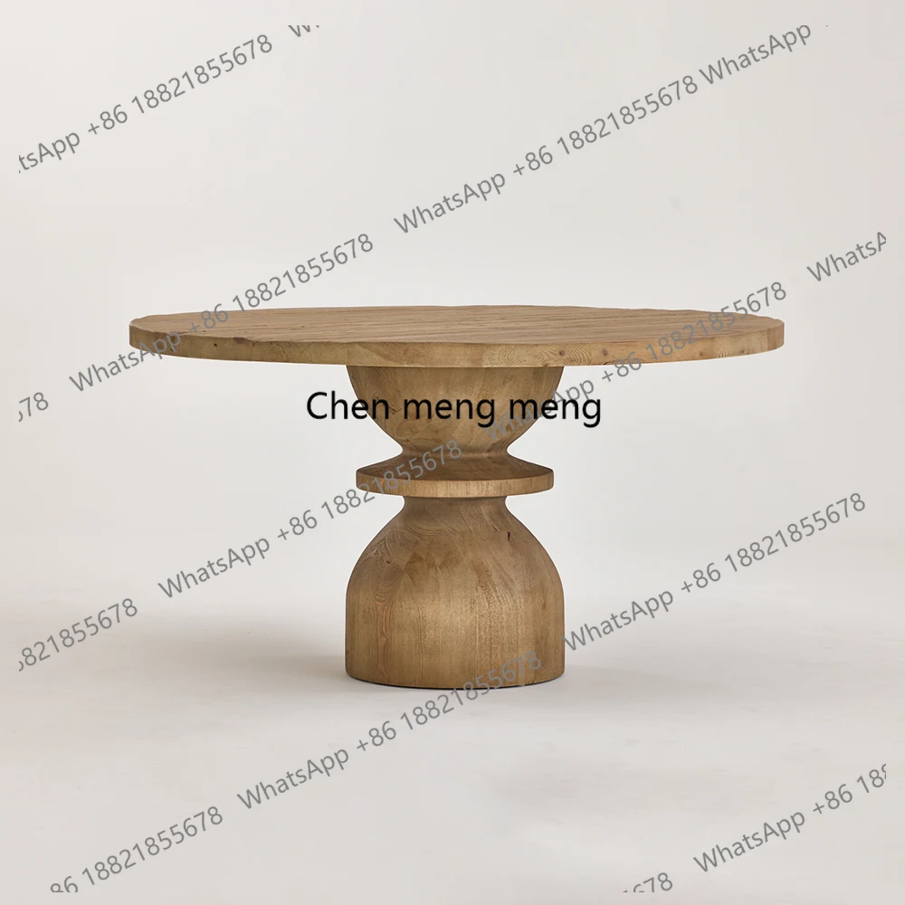 

Minimalist Japanese Design, Retro Luxury, 6-seater Round Dining Table, New Pine Wood Material, Suitable for Hotel Interiors