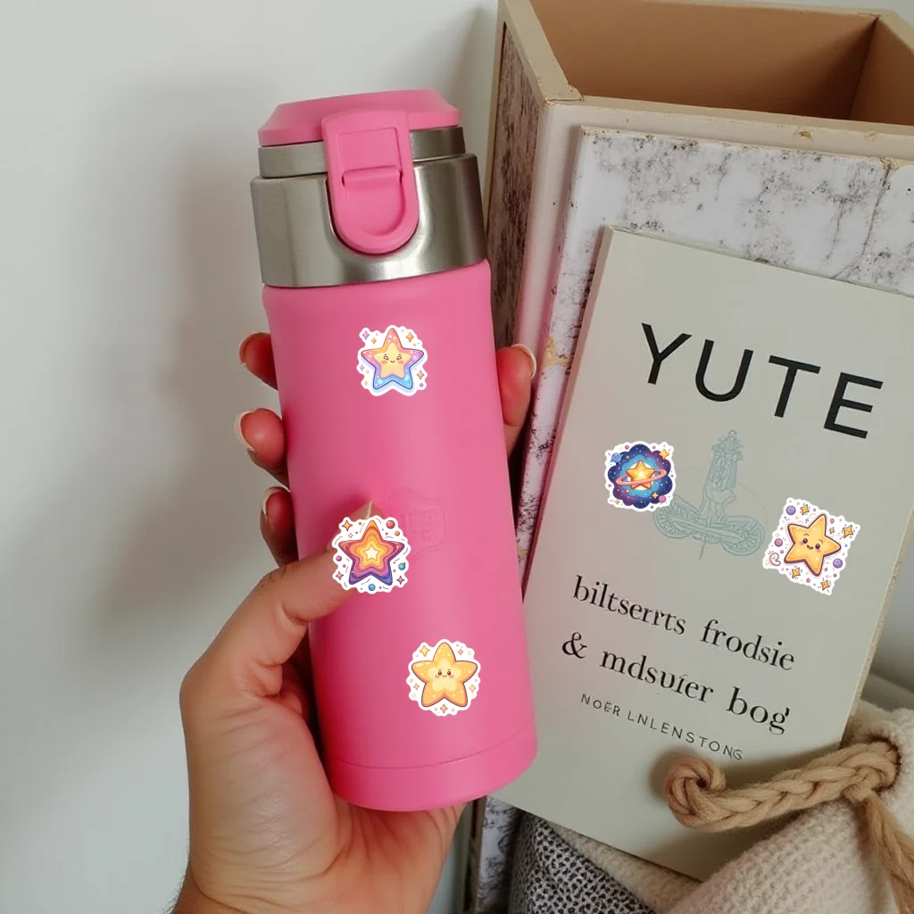 35/50 قطعة من ملصقات نمط نجمة كرتونية لطيفة ملصقات سفر مقاومة للماء للأطفال يمكنك صنعها بنفسك والكمبيوتر المحمول والهاتف المحمول والأمتعة ديكور كاواي #6