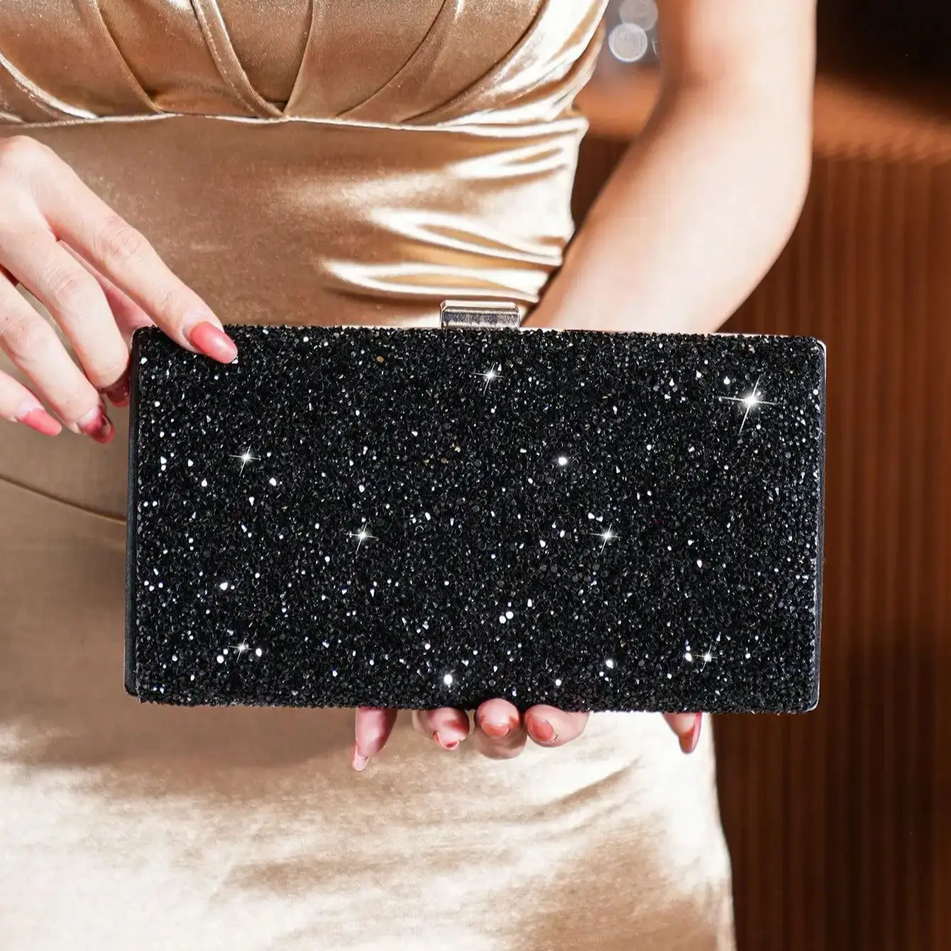 

Женская вечерняя сумка, женский клатч со стразами и кристаллами, маленький кошелек на плечо, свадебный кошелек, вечерние сумки