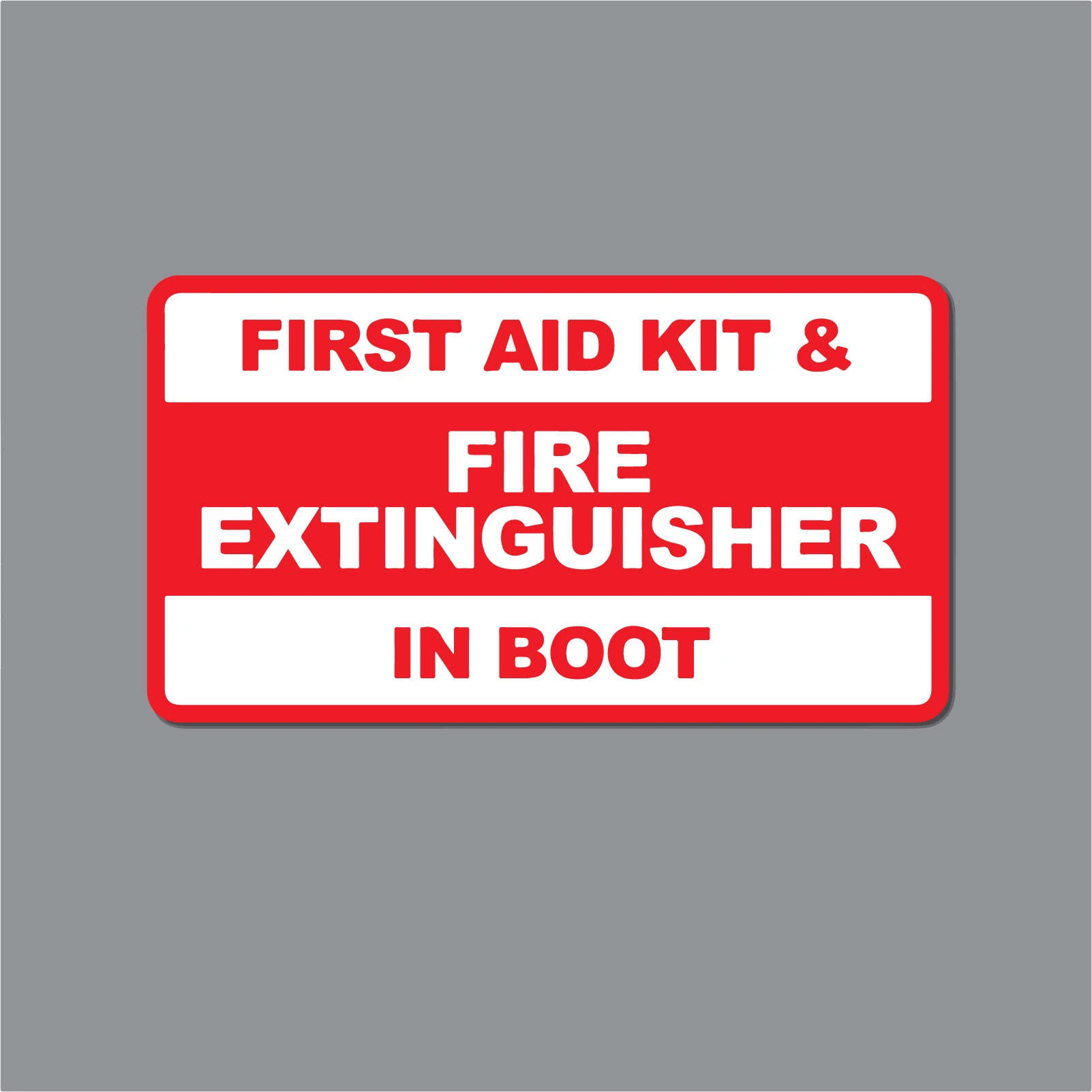 First Aid Kit & Fire Extinguisher In Boot Taxi Stickers - 112mm x 62mm