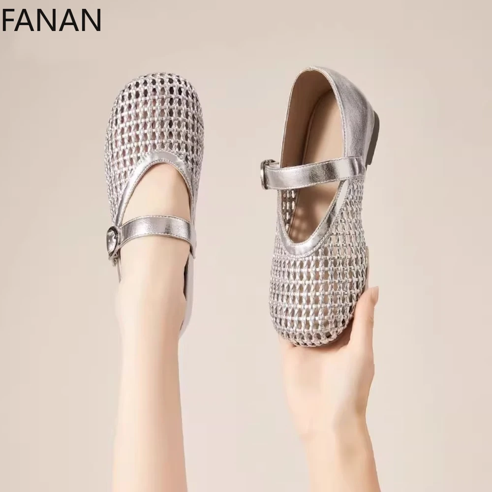 

Новые французские туфли Мэри Джейн на плоской подошве, женские повседневные дышащие тканые туфли с полыми внутренними удлиняющими элементами, сандалии-лодочки