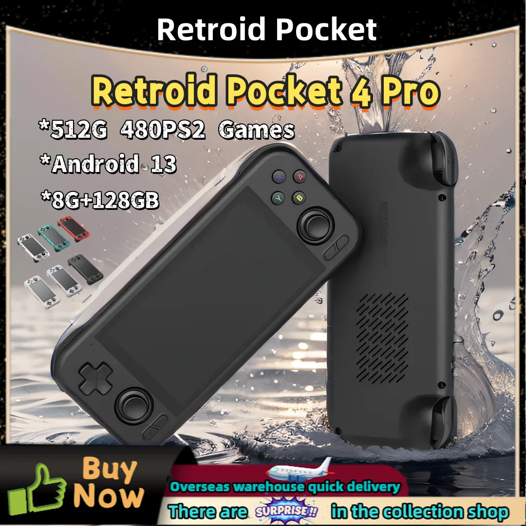 

Retroid Pocket 4 Pro Handheld Game Console 4.7 Inch Touch Screen 8G+128GB Android 13 Bluetooth 5.2 5000mAh WiFi 6.0 PSP PS2 512G