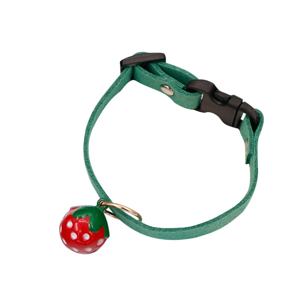 Bell Pet Collar Strawberry Pet Necklace Creative Pet Supplies for Cat Dog (Green, Size XS) pet dog collar