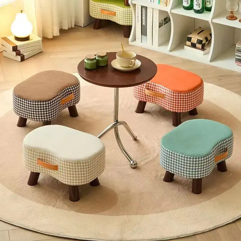 Solid Wood Stacked Small Stool for Living Room Sofa Footrest Low Household Footrest Multi-functional Compact Seating